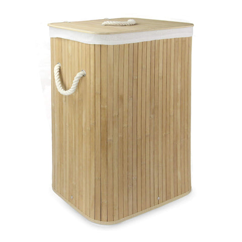 Bamboo Laundry Basket | 72L Collapsible Washing Basket | Storage Hamper | Removable & Washable Cloth Lining | Bedroom & Bathroom Laundry Bin | M&W