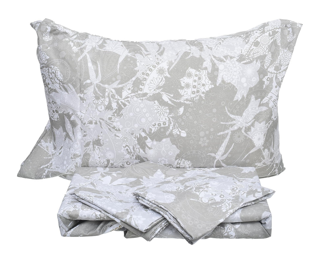 Julie Florida Elastic Fitted Bed Sheet Set with Pillowcase 4-Pieces Set, 160 cm x 200 cm Size, Drawing 54