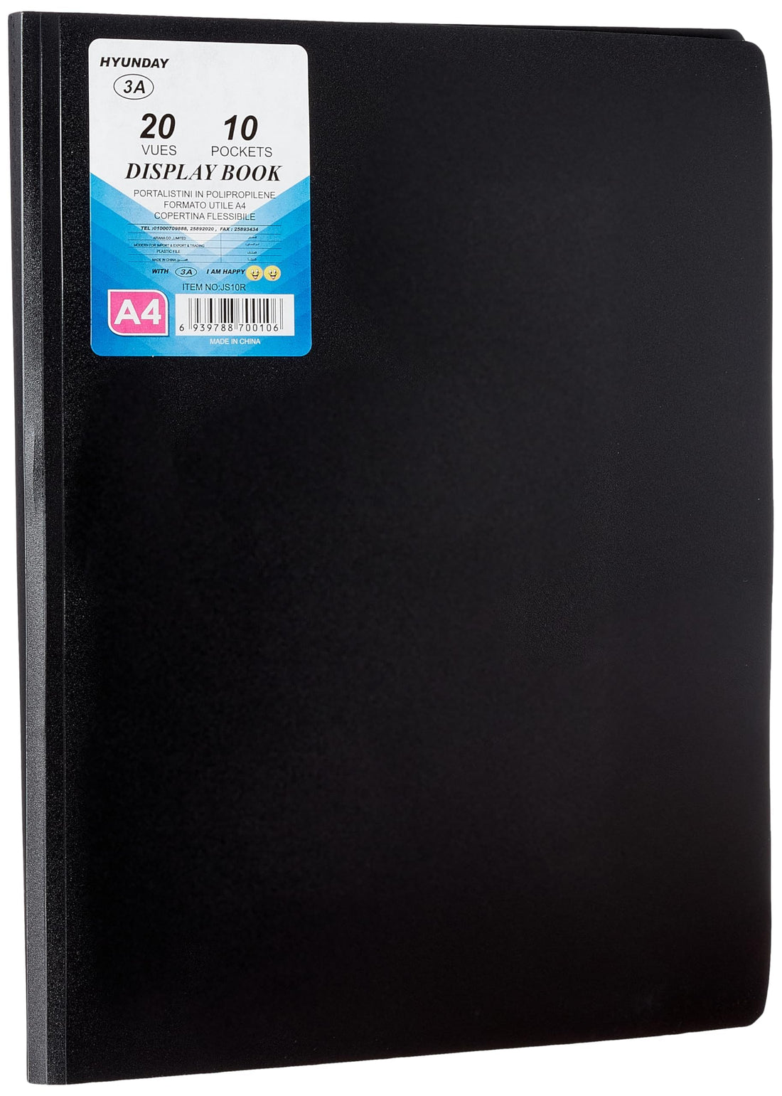 js10r office clear book 10 pockets a4 - black