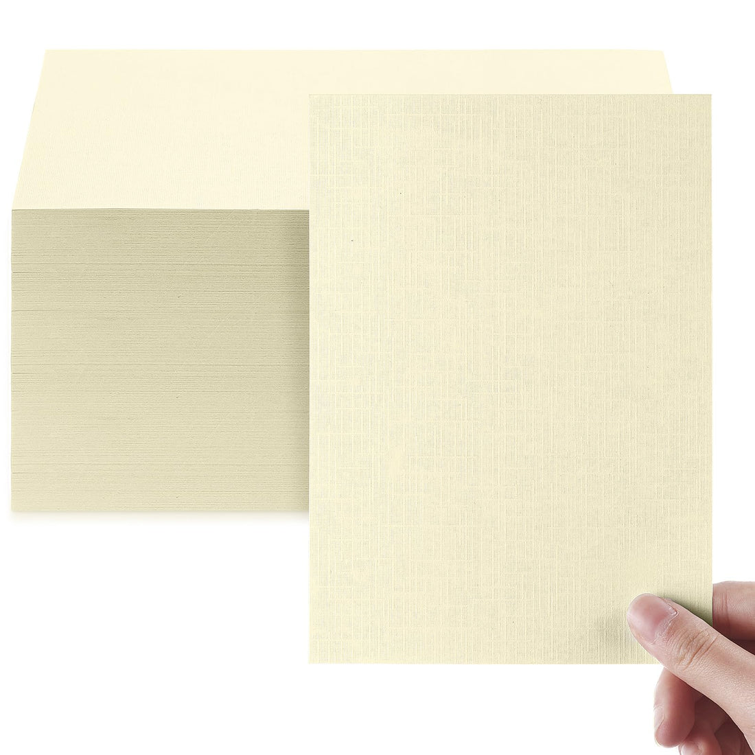 Geosar 200 Sheets Linen Cardstock 5 x 7 Invitation Cardstock Heavy Weight Printer Paper Cardstock 92lb 250GSM Card Stock for Printer Index Cards Cover Postcards Blank Flash Note Greeting (Ivory)