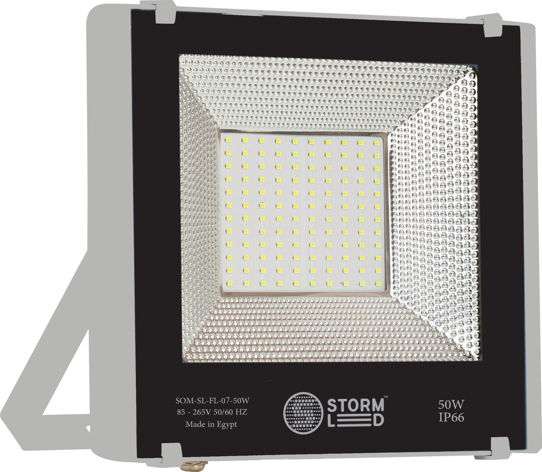 50W Glass LED Flood Light, Black, SOM-SL-FL-07-50W