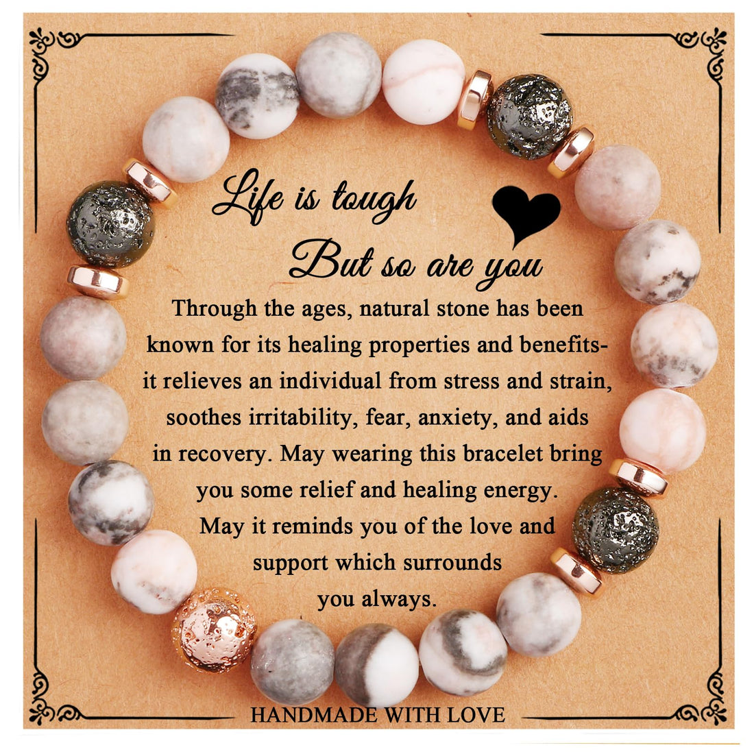 Bracelet for Women Anniversary Birthday Christmas Jewelry Gift for Women Protection Nature Stone Inspirational Bracelets for Mother Daughter Sister Friends