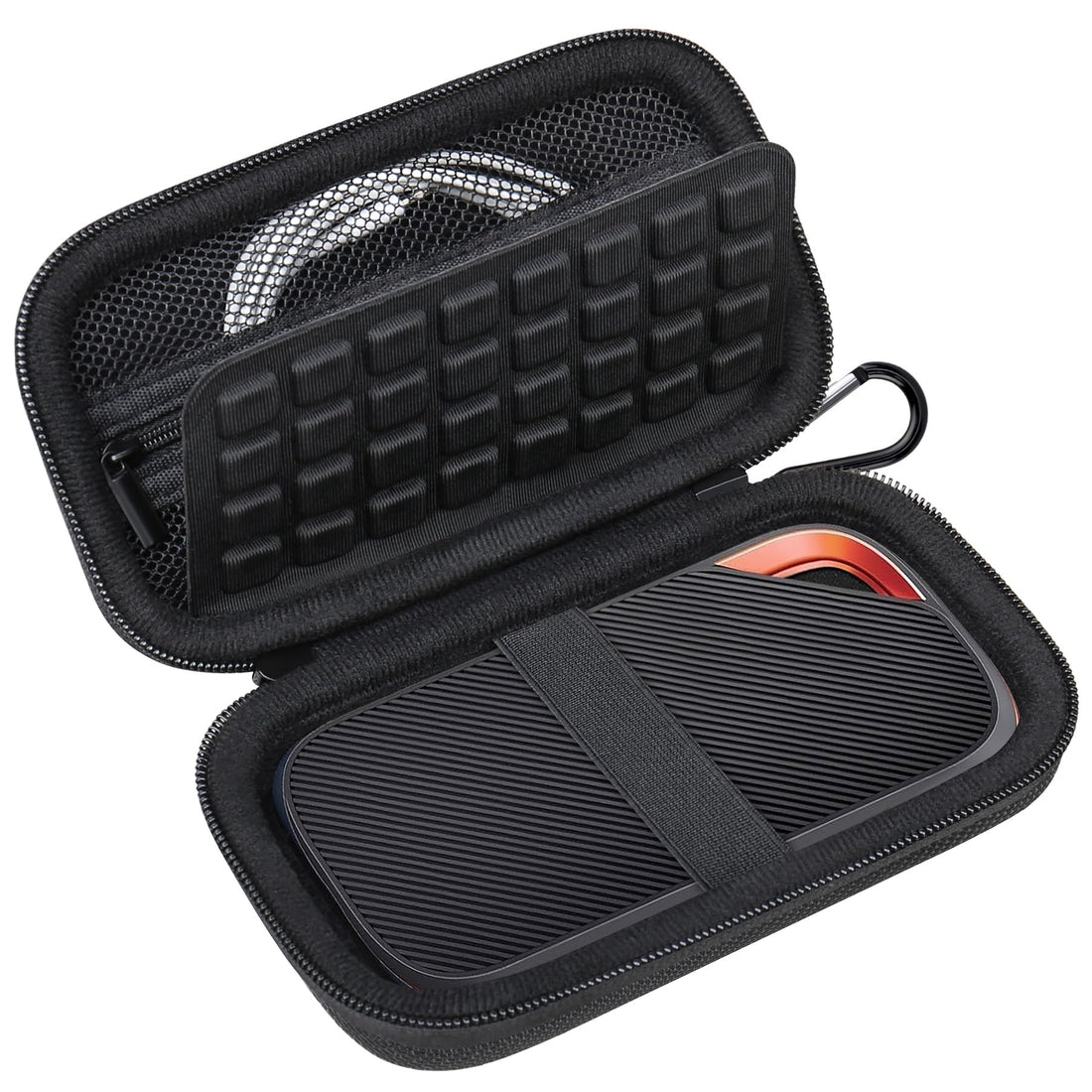 Lacdo Hard Carrying Case for SanDisk Extreme Pro Portable SSD with USB4 2TB 4TB USB-C External Solid State Drive EVA Shockproof Water Repellent Protective Storage Travel Bag, Black