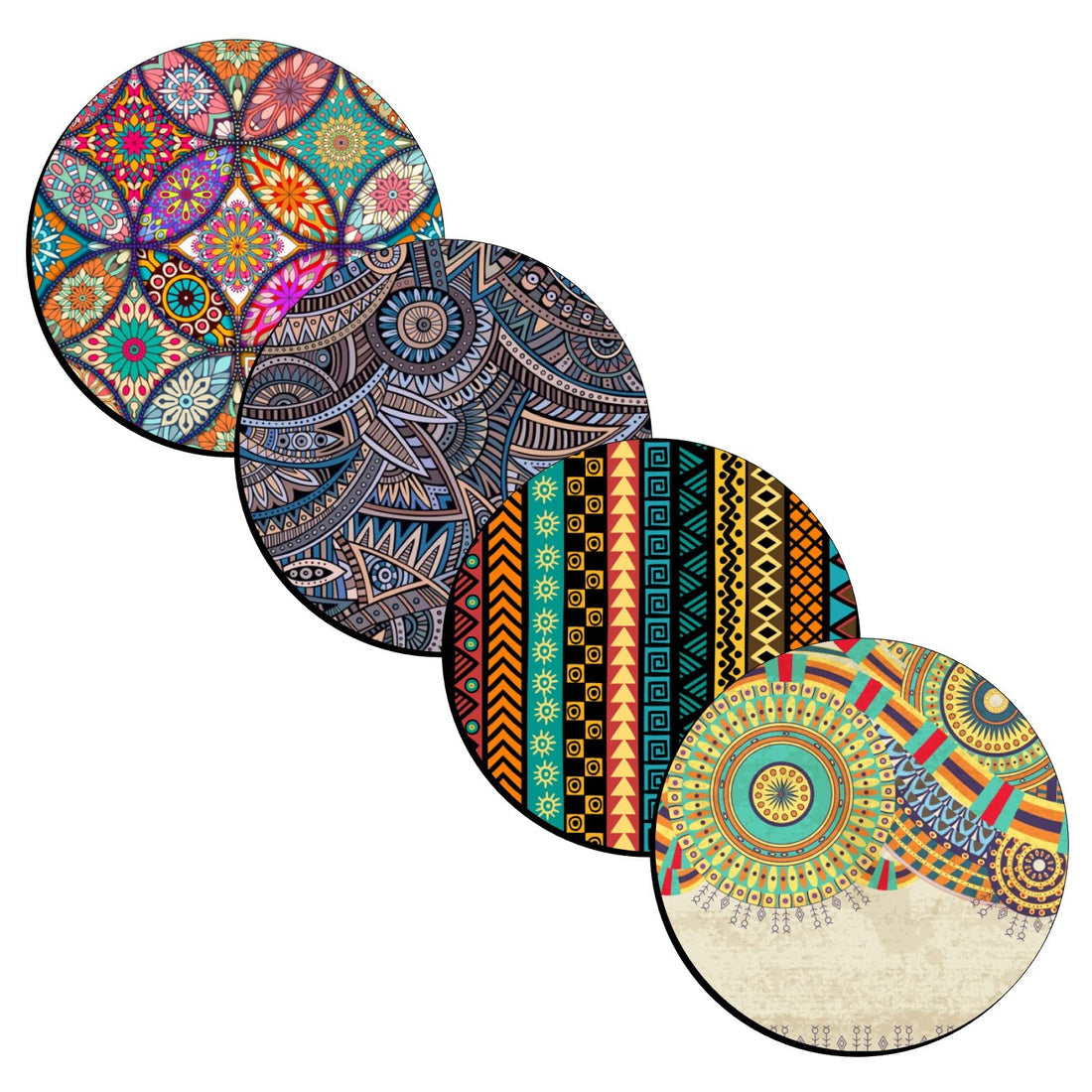 Circular Wooden Coaster Set - 9.5cm - 4 Pieces -CW-03