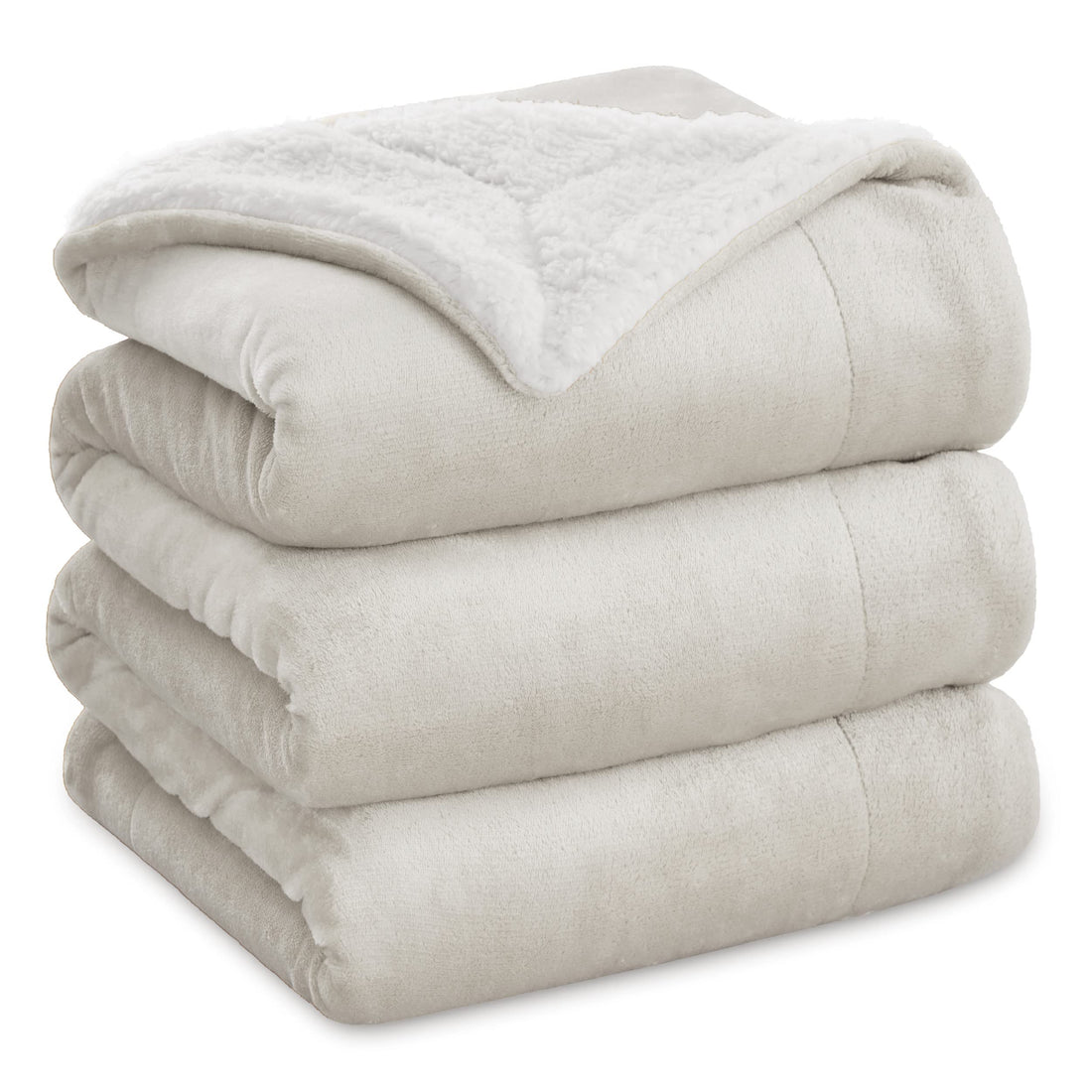 Bedsure Sherpa Fleece Blankets Queen Size for Bed - Thick and Warm Blanket for Winter, Soft Fuzzy Plush Queen Blanket for All Seasons, Linen, 90x90 Inches
