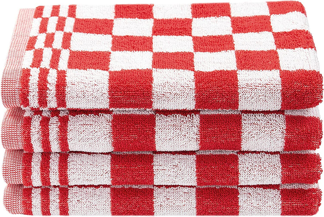 Signoola Multi-Purpose Towel Set Of 3 Pcs 50 x 50 cm Red Squares, 100% cotton.