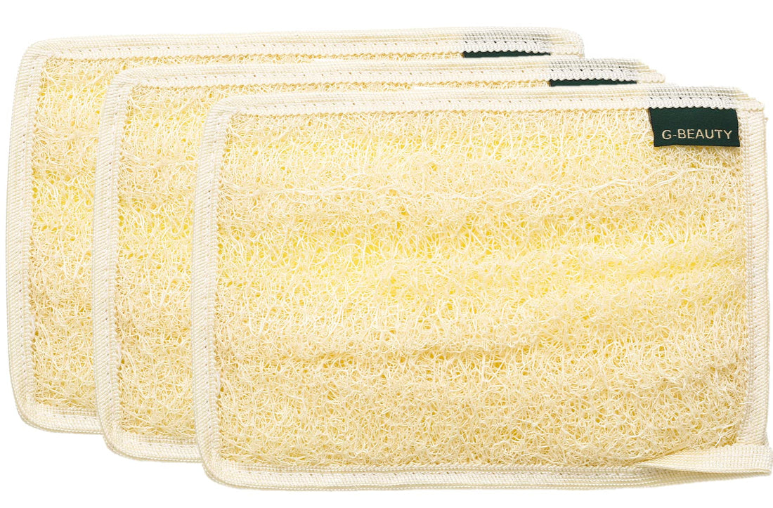 G Beauty GBY-013 Small Rectangular Natural Double Face Massage Loofah Set Of 2 Pieces - Beige