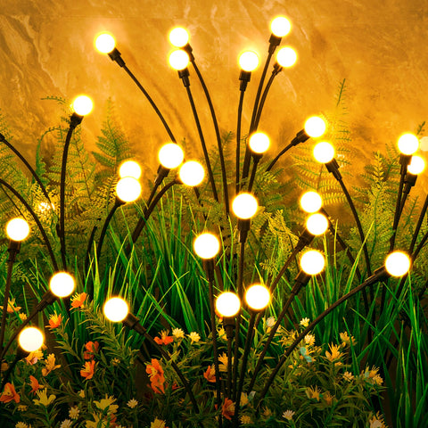 Solar Lights Outdoor(6-Pack, 48 LEDs), ASMAD Solar Garden Lights, Outdoor Decorations, Firefly Light for Patio Decor, Big Bulb, Unique Gifts for Women, Gifts for Grandma