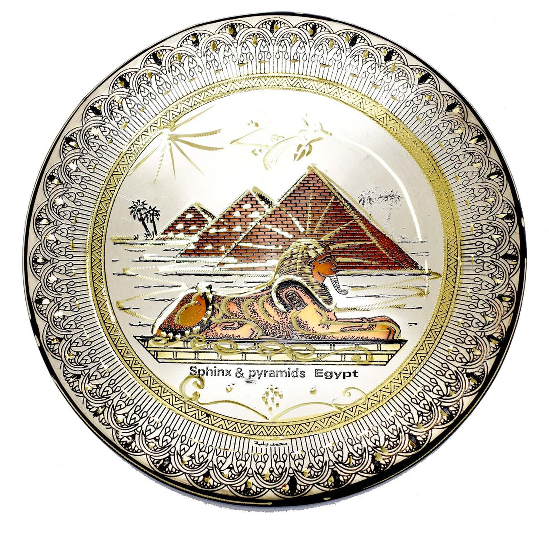 immatgar pharaonic Decorative copper plate Dish Egyptian souvenirs gifts from Egypt (Sphinx - Diverse pattern - 19 CM)