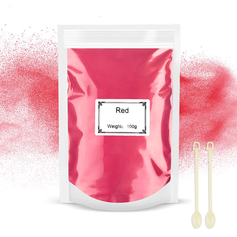 100g Mica Powder - Metallic Epoxy Resin Pigment and Dye for Soap, Slime, Bath Bombs, Candles, Jewelry Making (Red)
