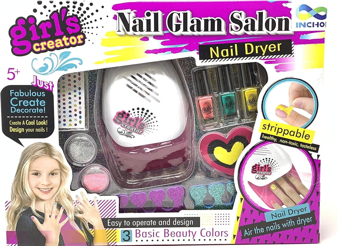 Next Store Kids Nail Polish Set with Emoji Stickers, Safe Peel-Off Manicure and Pedicure Kit, Beauty Salon Toy for Girls Age 5-10