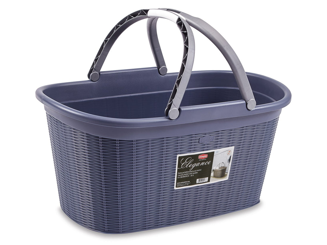 Stefan Plast Laundry basket ELEGANCE with handles blue navy