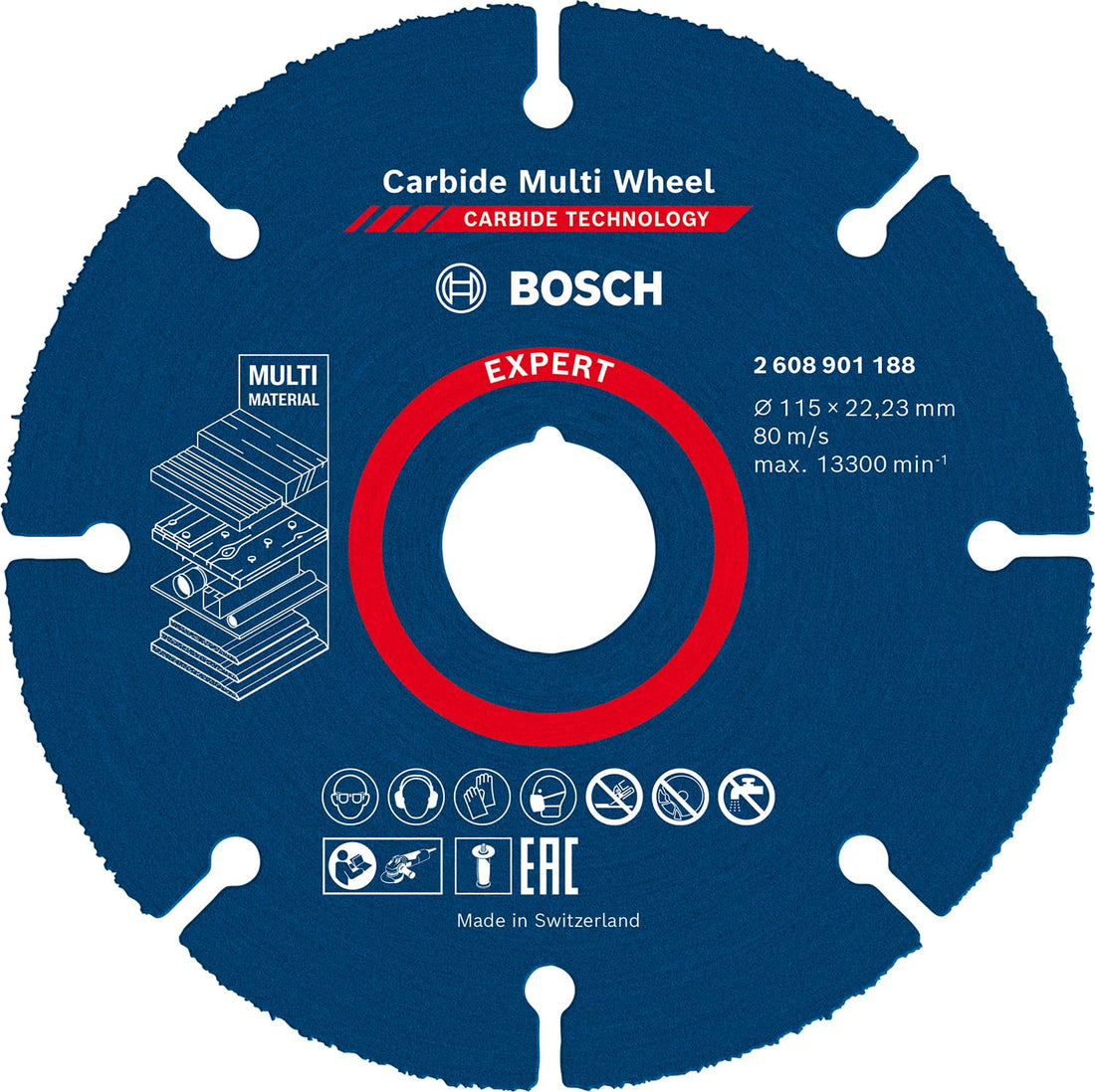 Bosch Professional 2608901188 1x Expert Carbide Multi Wheel Cutting Disc (for Hardwood, Ø 115 mm, Accessories Small Angle Grinder)