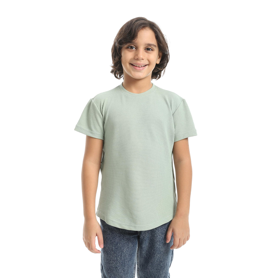 Boys Boys' T-shirt biscuit fabric with round neck Boys' T-shirt biscuit fabric with round neck