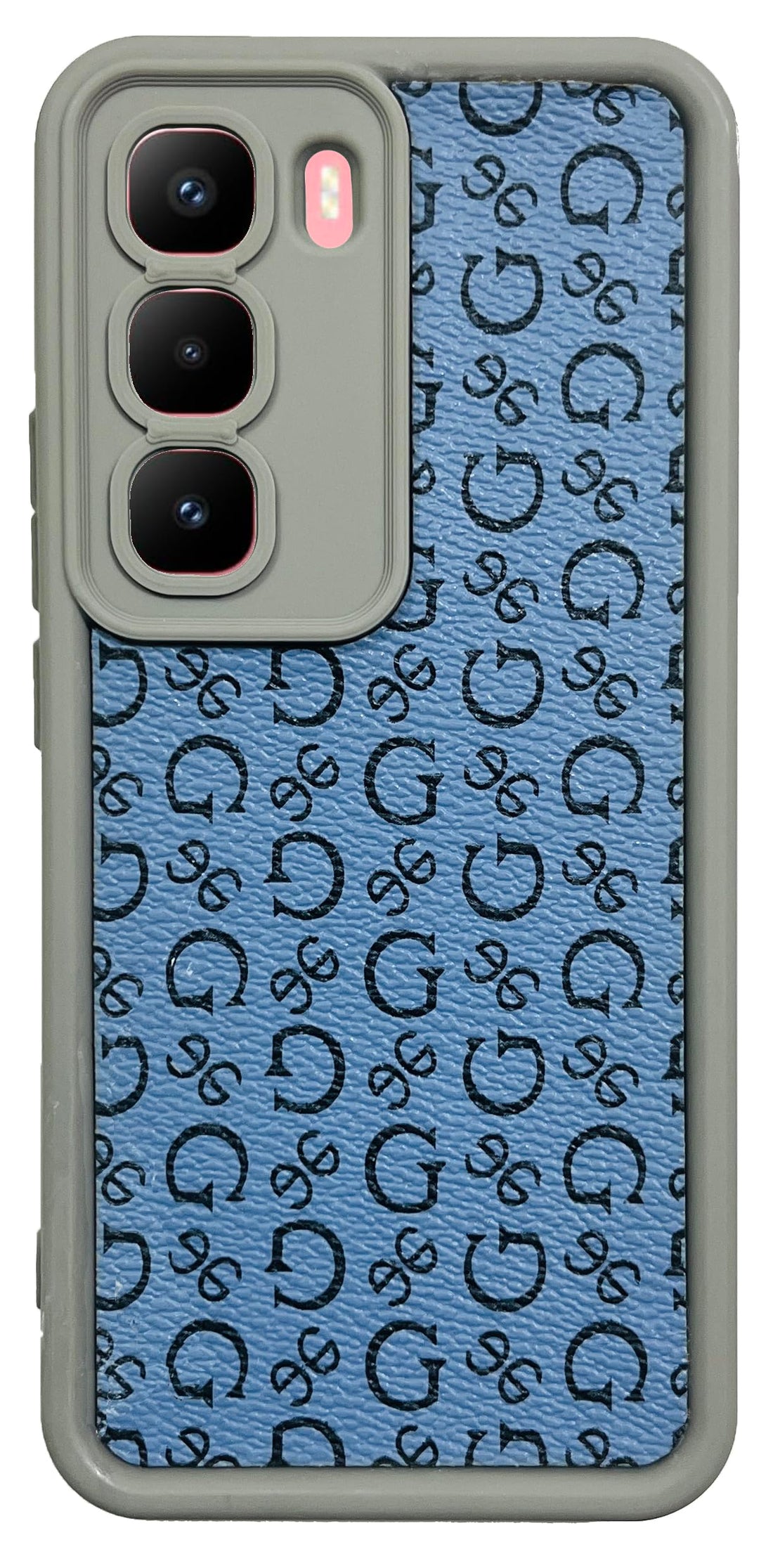 Xpress Back Cover Soft Silicon TPU With Leather Sticker and Camera Protection Case For Infinix Hot 60 Pro Plus (Hot 60 Pro+) Anti-Shock Cover (Gray.G)