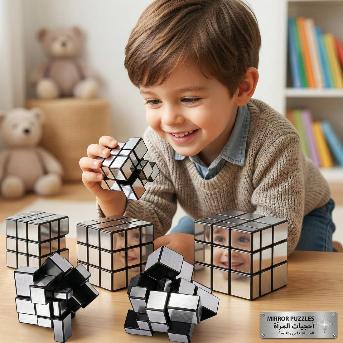 GHAZAL Magic Mirror Cube 3x3x3 Plastic Speed Puzzle 57mm Silver Ages 3+ - Silver