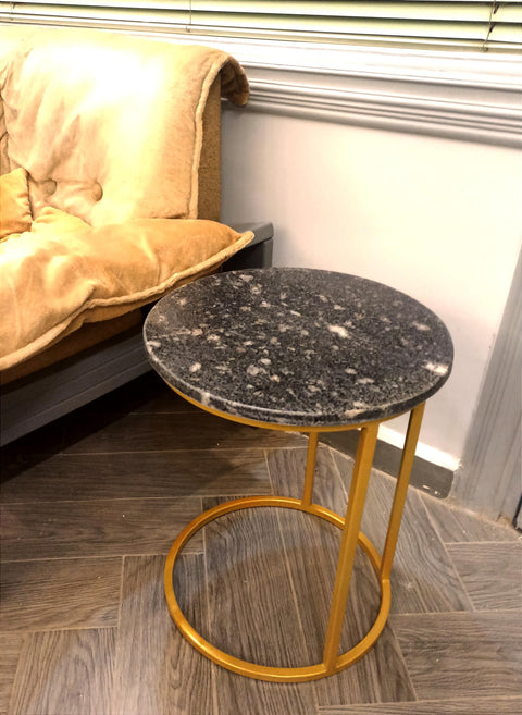 End/Side Coffee Table Trio Shape - GoldMetal - Modern Furniture (Gold Metal) (Black Marble Top) 40 * 40 * 55 CM