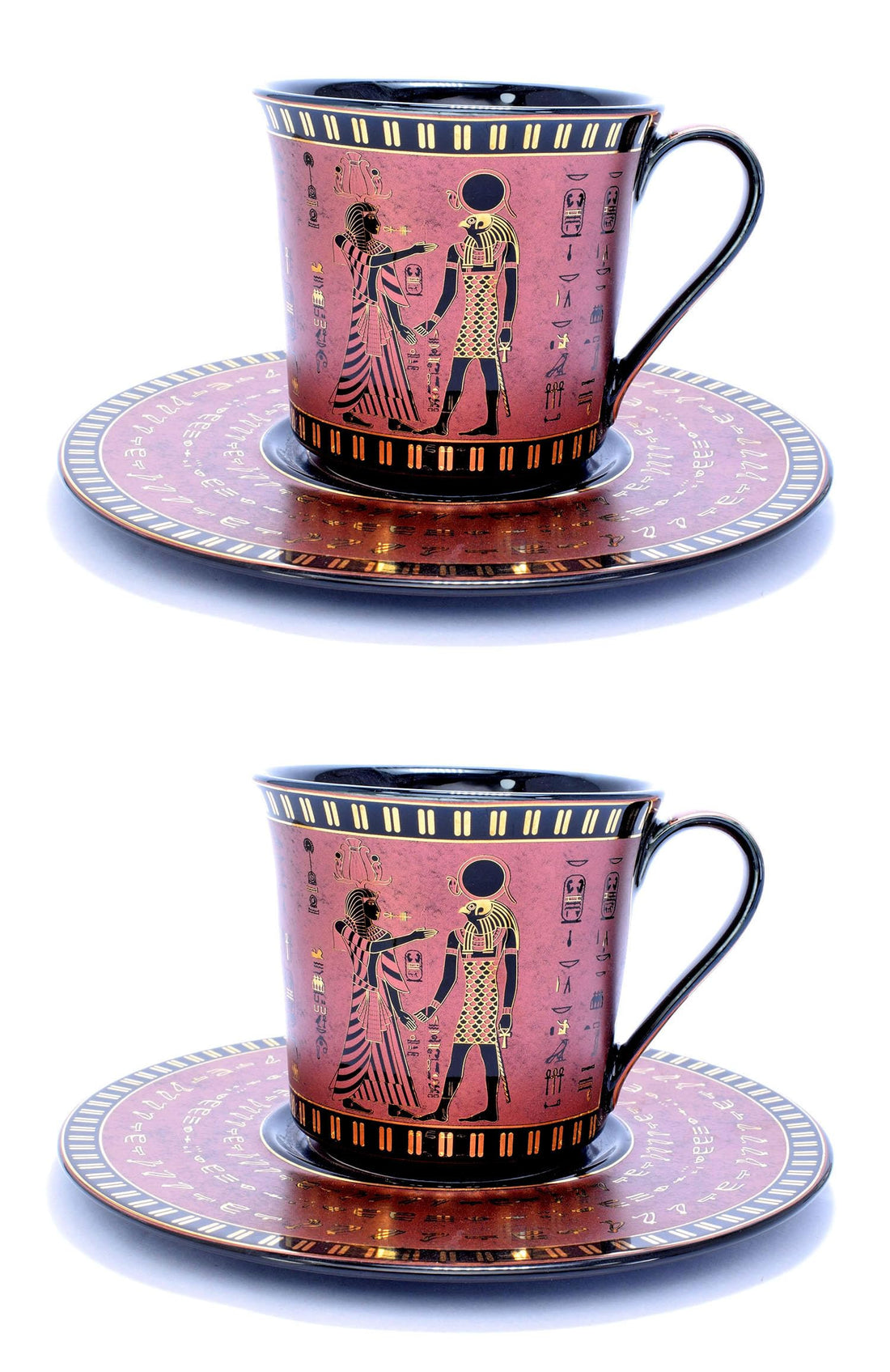 pack of 2 pieces of immatgar pharaonic Tea mug ancient Egyptian souvenirs gifts for women and men from Egypt (2kings - Burnt Red - 300 MM)