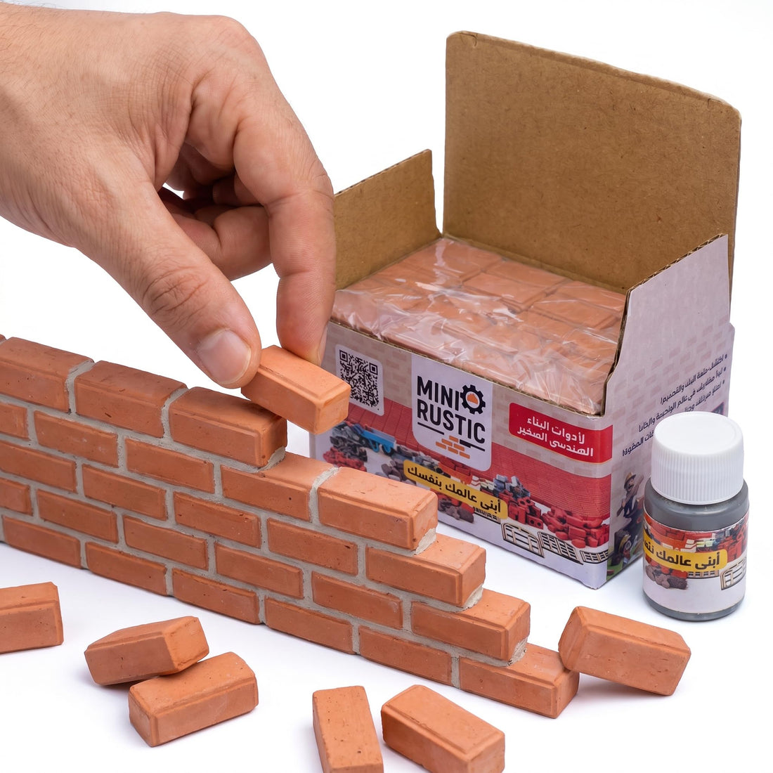 Mini DIY Construction Brick Kit with Cement Mix – Hobby Building Set for Adults and Collectors – 100 Pieces