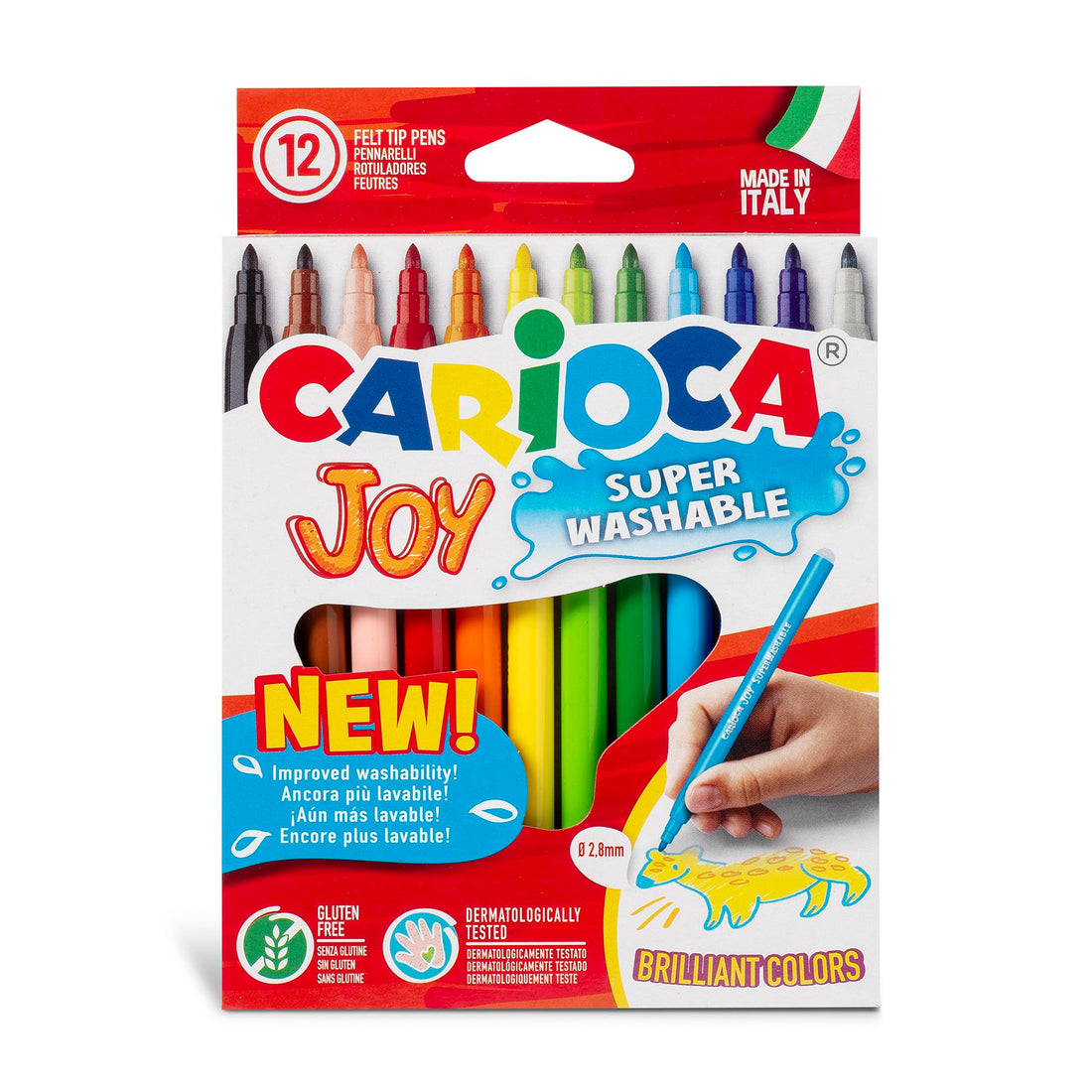 Carioca super washable fine nib color markers - set of 12