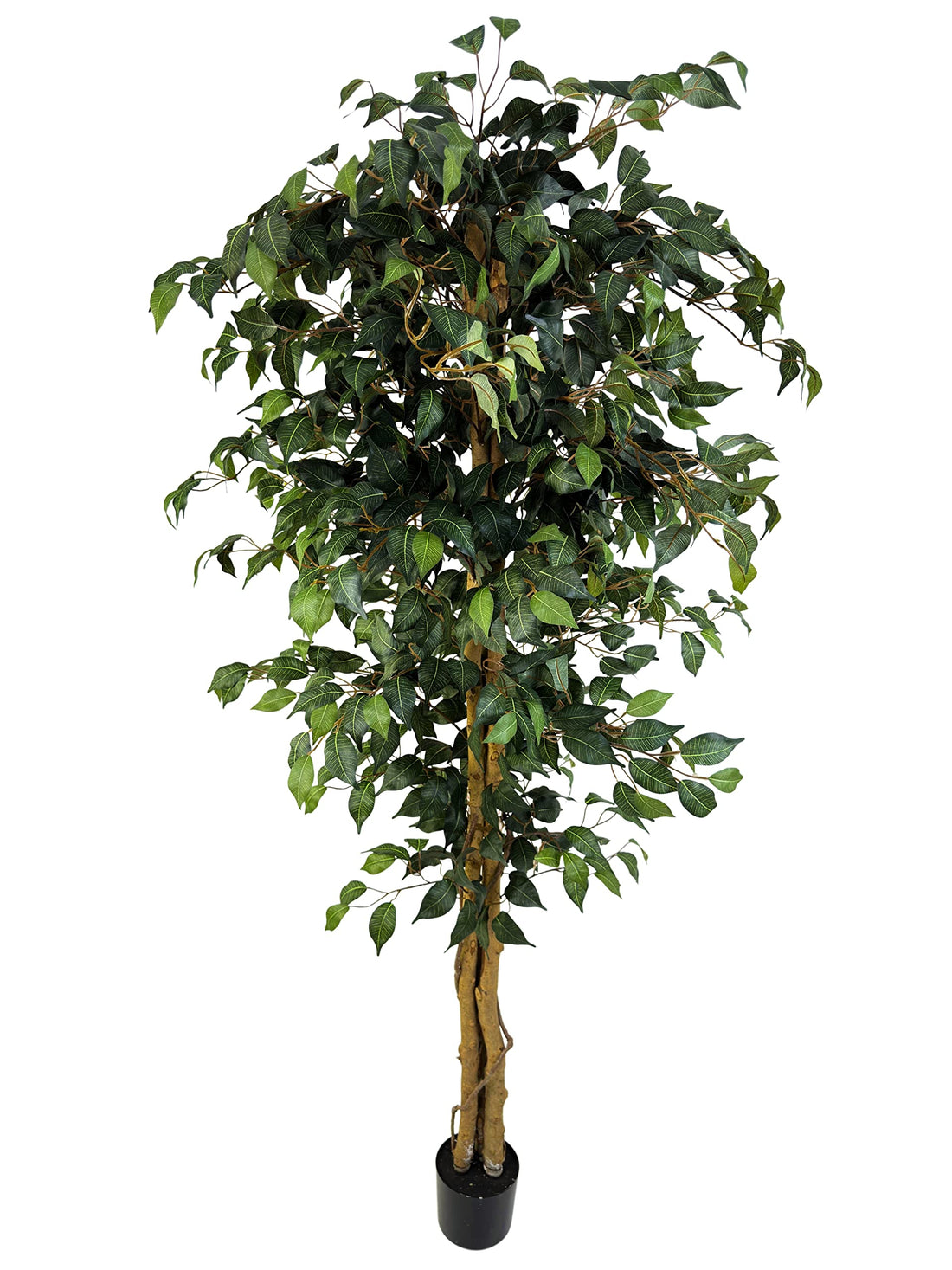 6ft Artificial Ficus Trees with Silk Leaves and Natural Trunk, Faux Ficus Tree with Sturdy Plastic Nursery Pot, Fake Ficus Tree for Office Home Farmhouse for Indoor Outdoor Decor