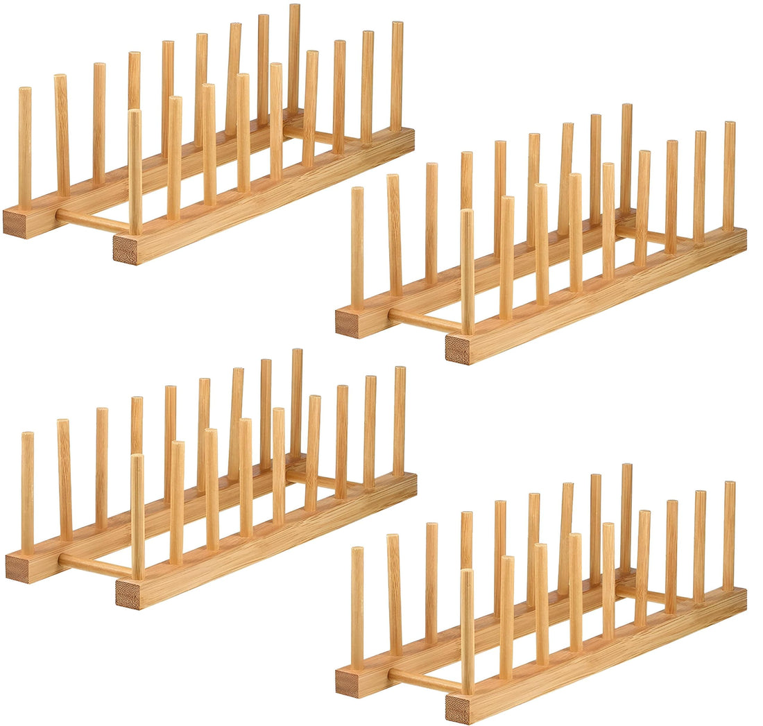 Wooden Bookshelf Rack - Bamboo-crafted piece featuring 7 horizontal compartments adaptable for dishes, mugs, or novels, celebrating natural texture and modern sustainable design
