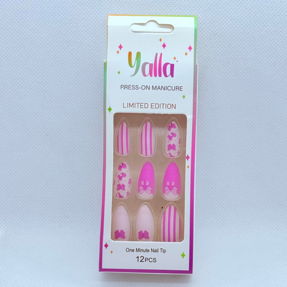 Press On Nails Set Summer, Beachy Fake Nails, Professional Look, Reusable Acrylic Style, Cute & Colorful Salon-Quality Nails (Pink)