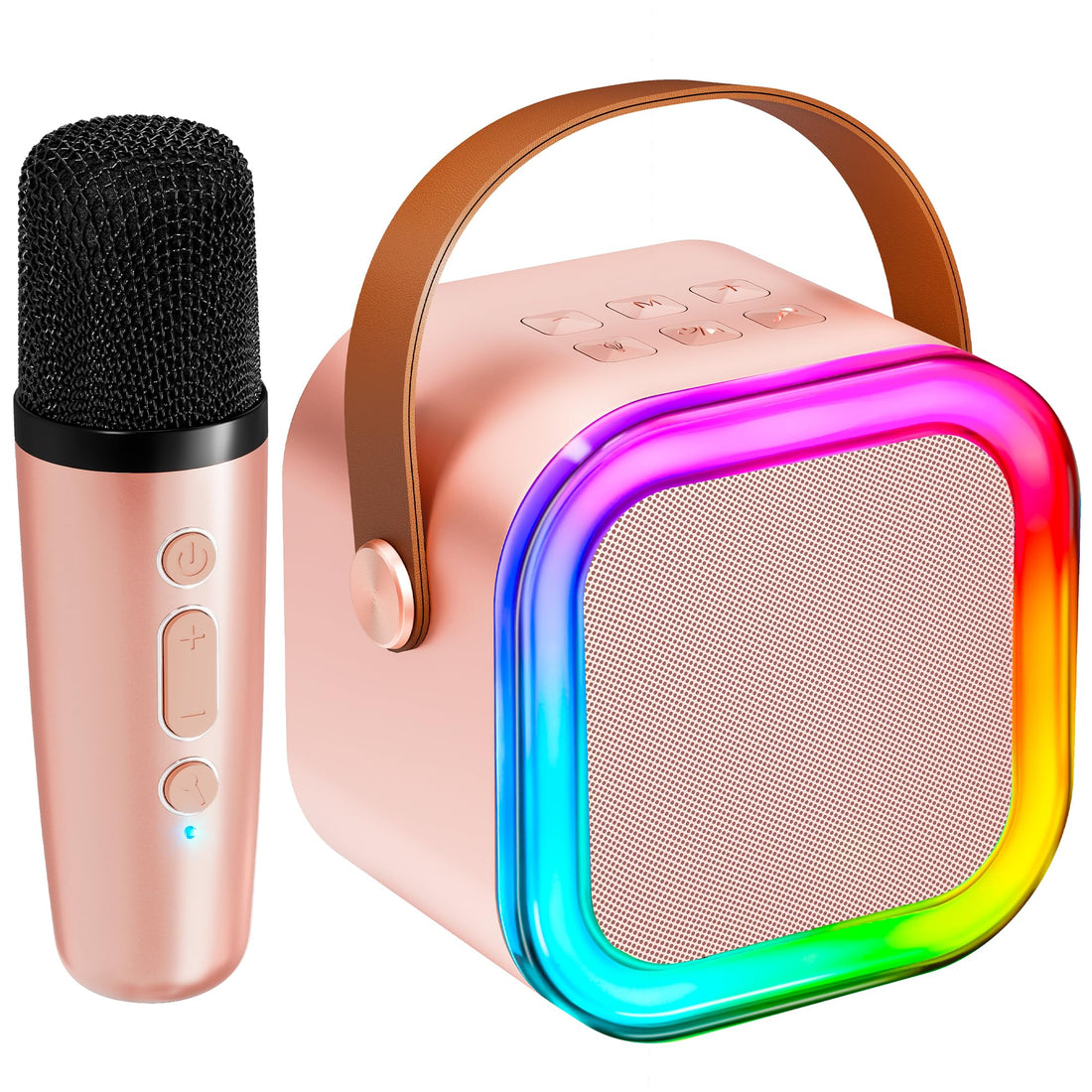 IROO Mini Karaoke Machine for Kids, 2025 TOP Toys Birthday Gifts Ideas for Girls Ages 4, 5, 6, 7, 8, 9, 10, 12+ Years Old, Portable MP3 Player with 1 Wireless Mics for Party(Rose Gold)
