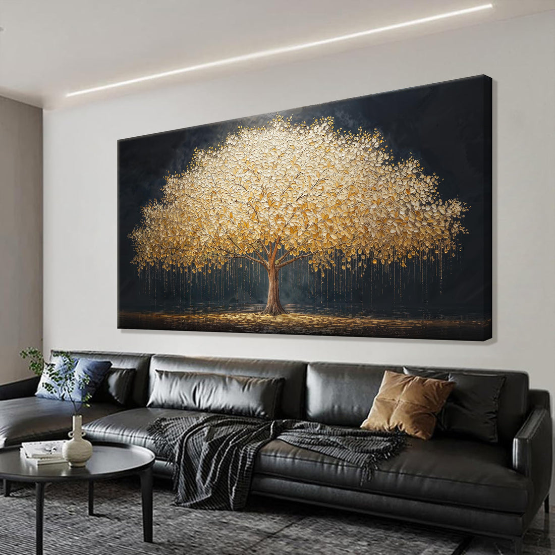 Canvas Wall Art Decor Gold Tree Of Life Abstract Wall Decor Artwork Canvas Prints Painting Gold Tree Wall Art Pictures For Bedroom Dining Room Home Office Artwork 20"X 40" Ready To Hang