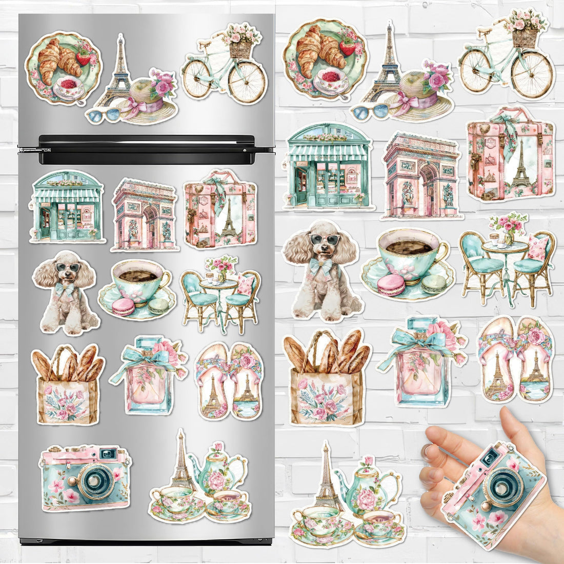 Paris Collection, Refrigerator Magnet, Magnetic Fridge Decor, Decorative Magnets, Strong Magnet, Magnetic Stickers, Fridge Magnet Set, Cute Refrigerator Magnets, Funny Magnets 14 Pieces