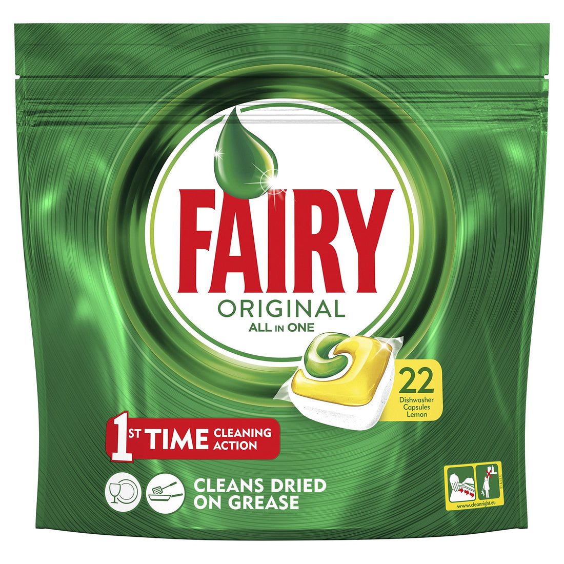 Procter & Gamble Fairy Original All In One DishWasher Tablets Lemon, 22 Tablets