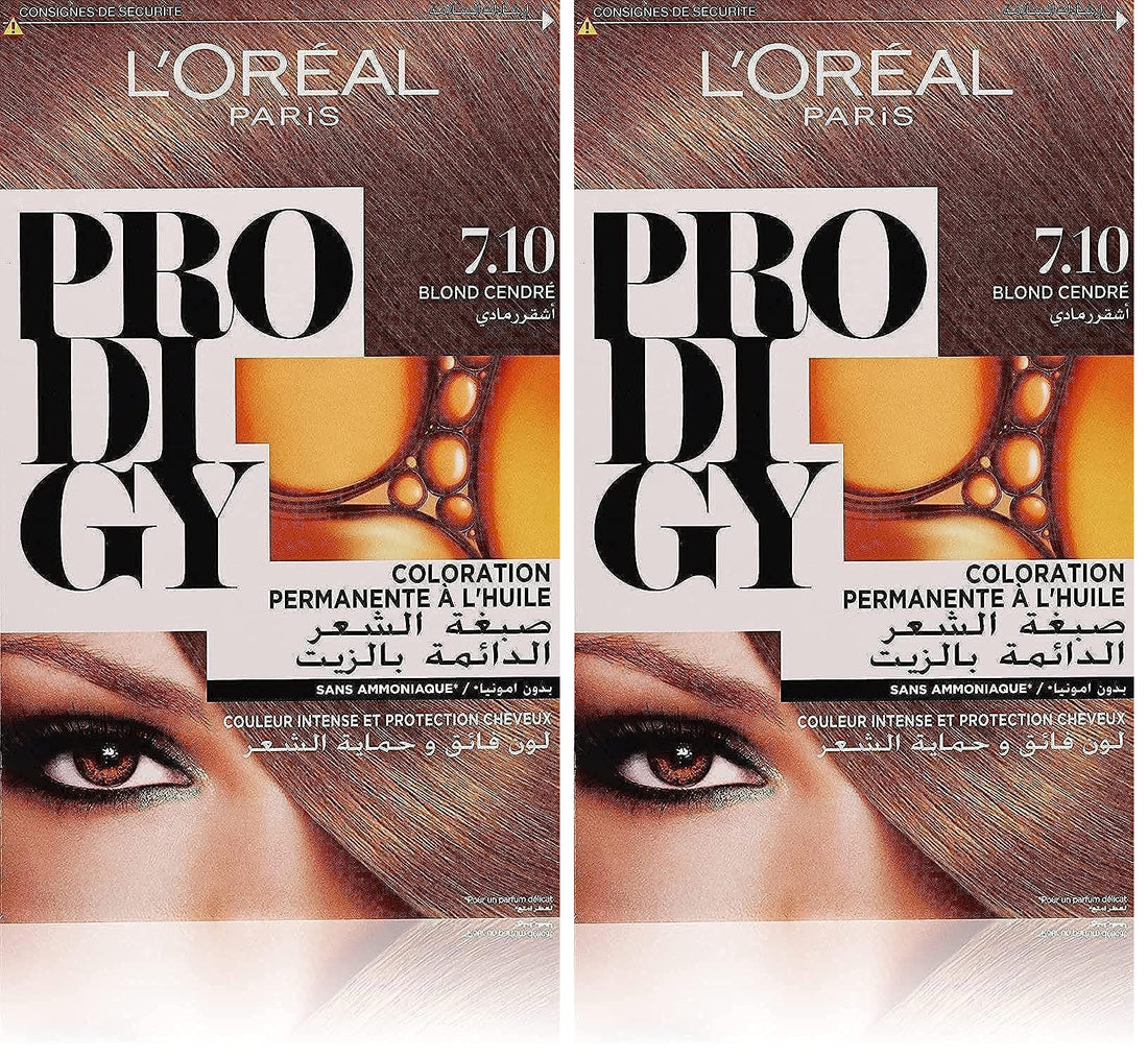 L’Oréal Paris Prodigy Permanent Oil Hair Color 7.1 - Silver Ash Blonde, 180ml (Pack of 2)