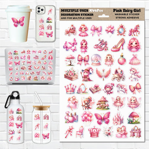 Pink Fairy Girl Positive Quotes Stickers Set 44Pcs Cute Vinyl Stickers Waterproof Scratch and Heat Resistant for Laptops Mugs Bottles Mirrors Multi Purpose Aesthetic Stickers