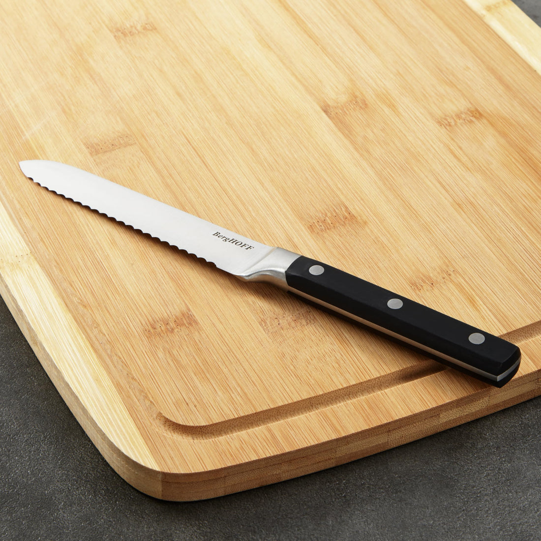 DINA Gene Serrated Utility Knife 12.5 cm Stainless Steel Blade for Tomatoes Fruits and Soft Foods with Clean Smooth Cutting Performance