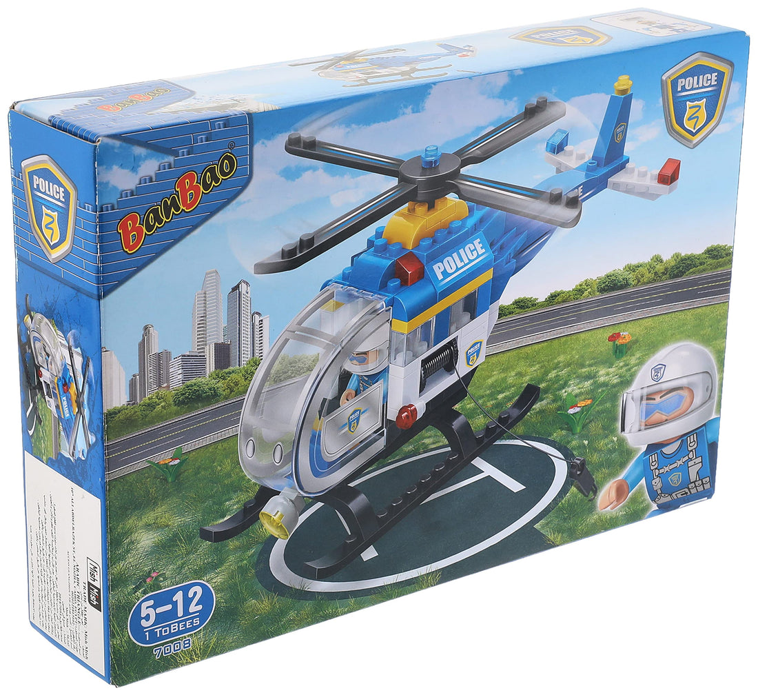 b7008 city series police pretend toys police station helicopter educational building blocks bricks toy set