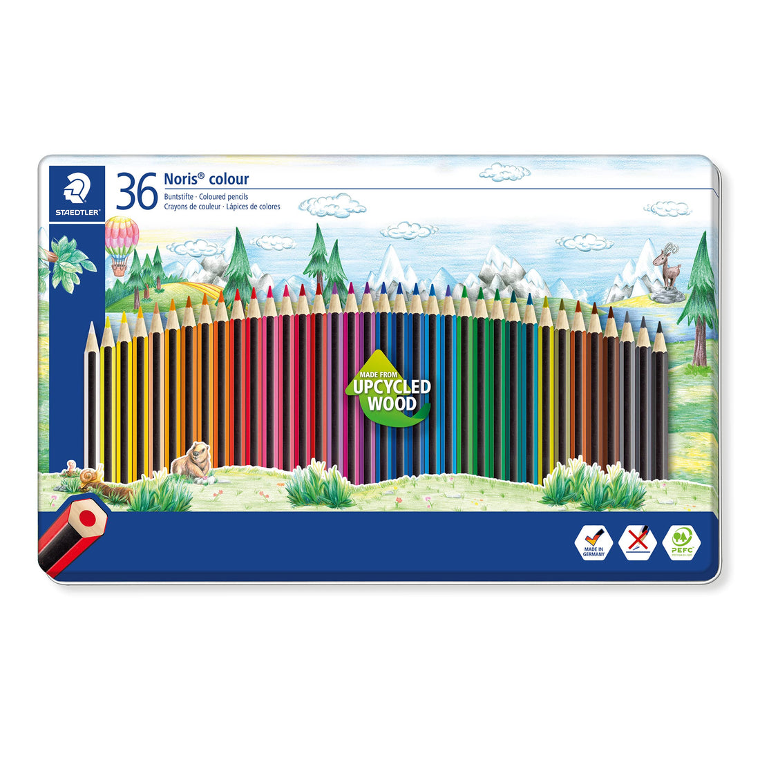Staedtler 185 m36 noris colour coloured pencils, tin of 36 colours