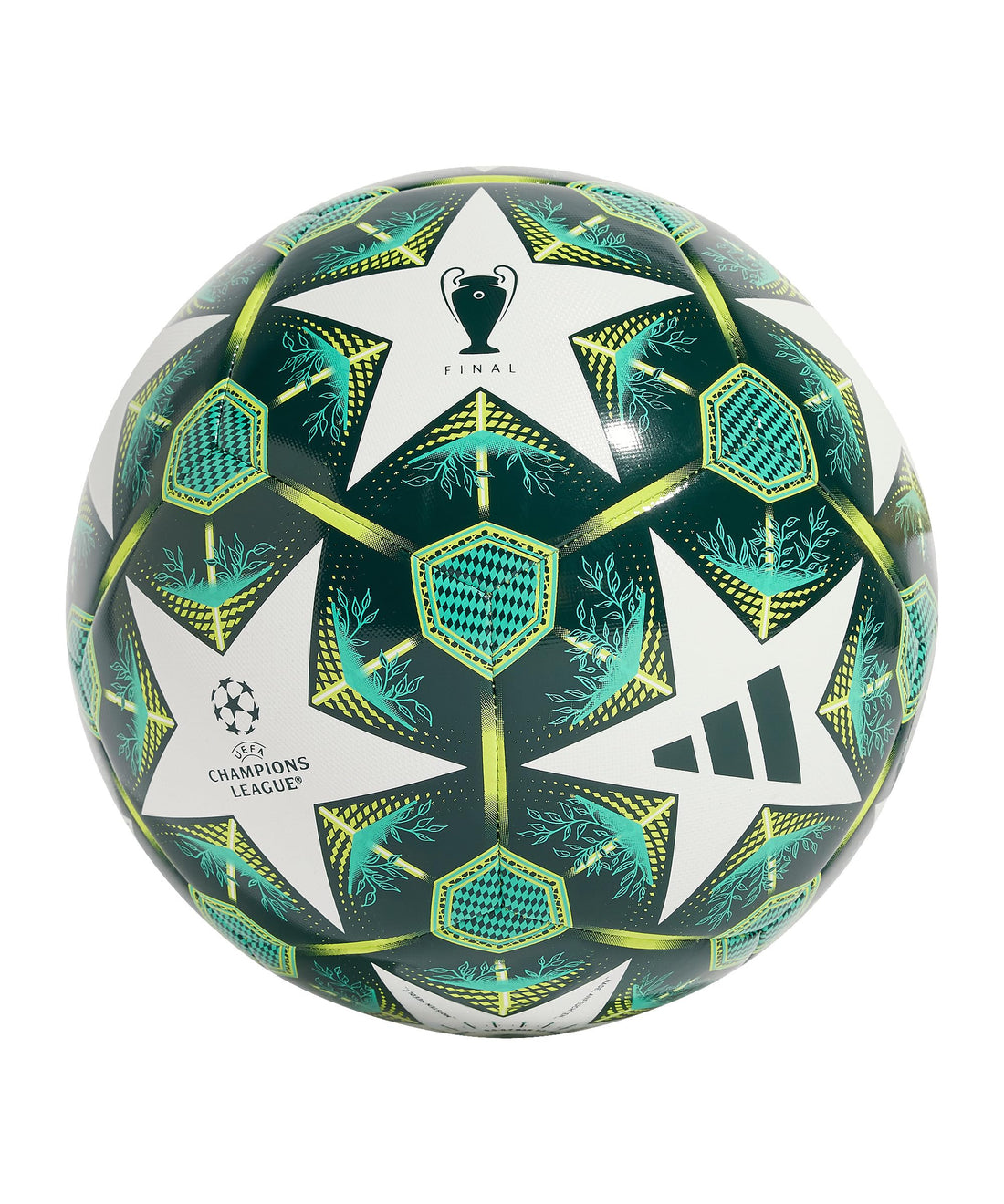 adidas ucl trn white,shadow green,hi-res green football/soccer ball (machine-stitched) for men & women size 3