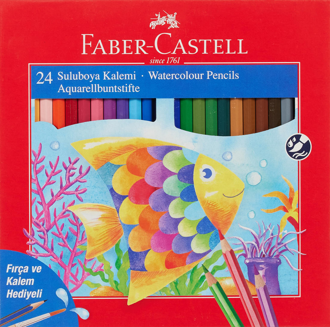 Faber-Castell Aquarel Coloured Pencils, Cardboard Box, 24 Colours