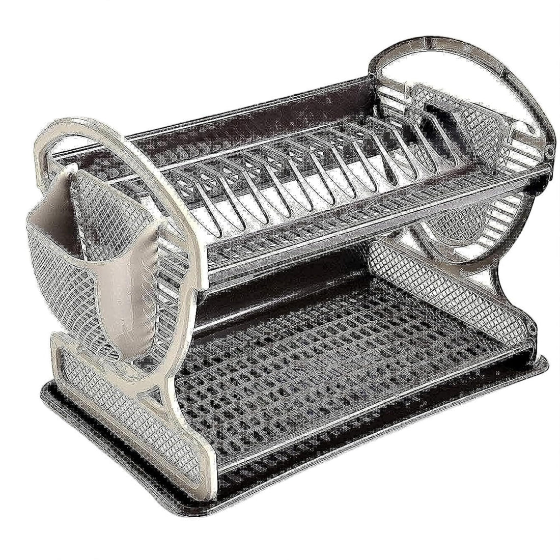 2 Tier Dish Rack with Multi Color Base – Luxurious Organizer for Plates and Spoons