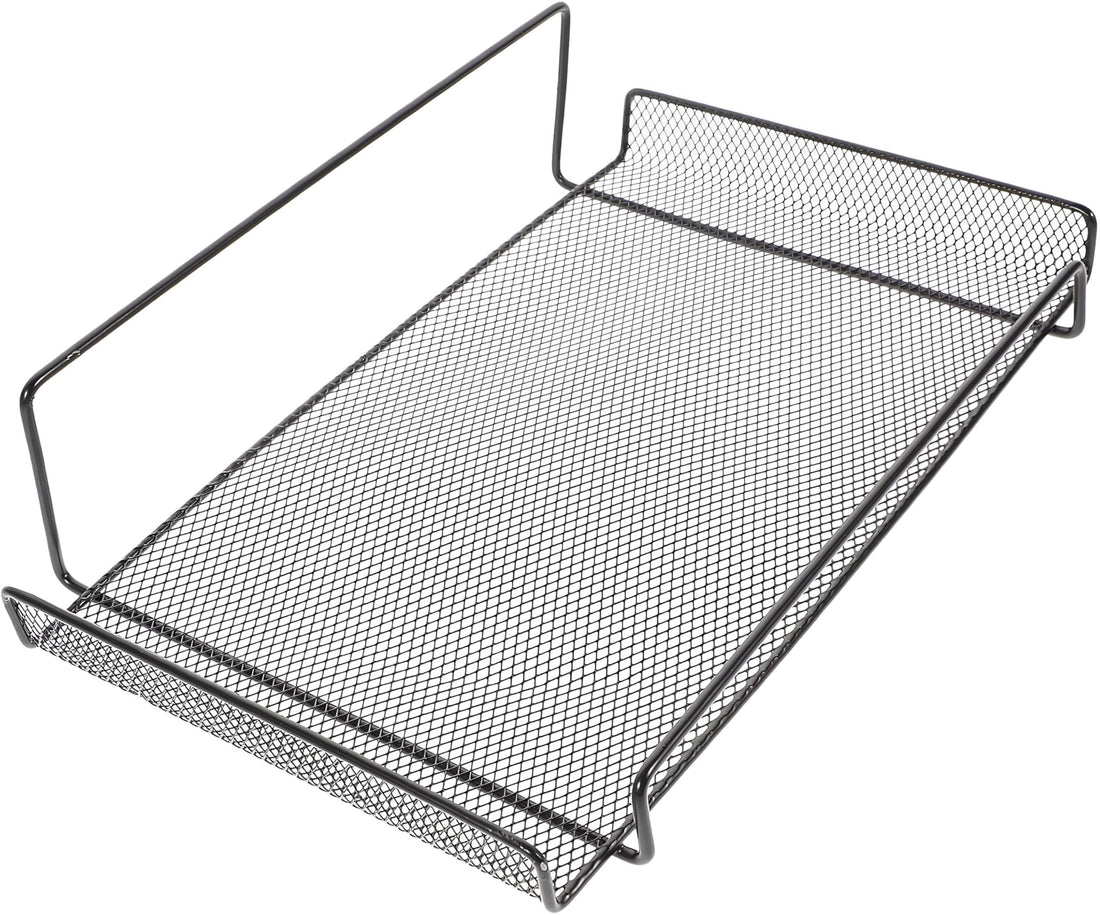 Ventilated Wall Shelf - Black metal mesh design for router and TV gear, 30 x 19 cm, compact storage with enhanced cooling and clean visual appeal.