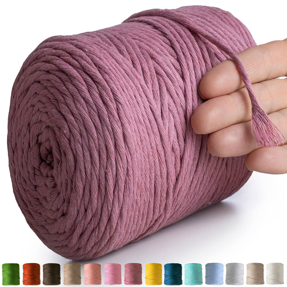 MeriWoolArt Macrame Yarn Plum - 4mm Cotton Viscose Cord, 225m, Single Twist, Soft, Non-Fray, Boho Style