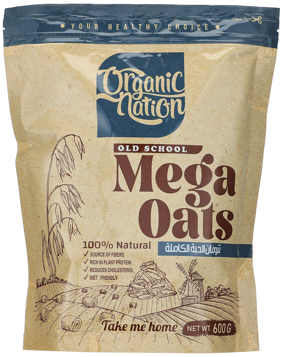 Organic Nation | Mega Oats | Extra Protein Provider | High Nutrition Value | Stay Fit & Healthy | Muscle Supporter | Sense of fullness | Perfect Diet Meal | 600g | 389 calories per serving