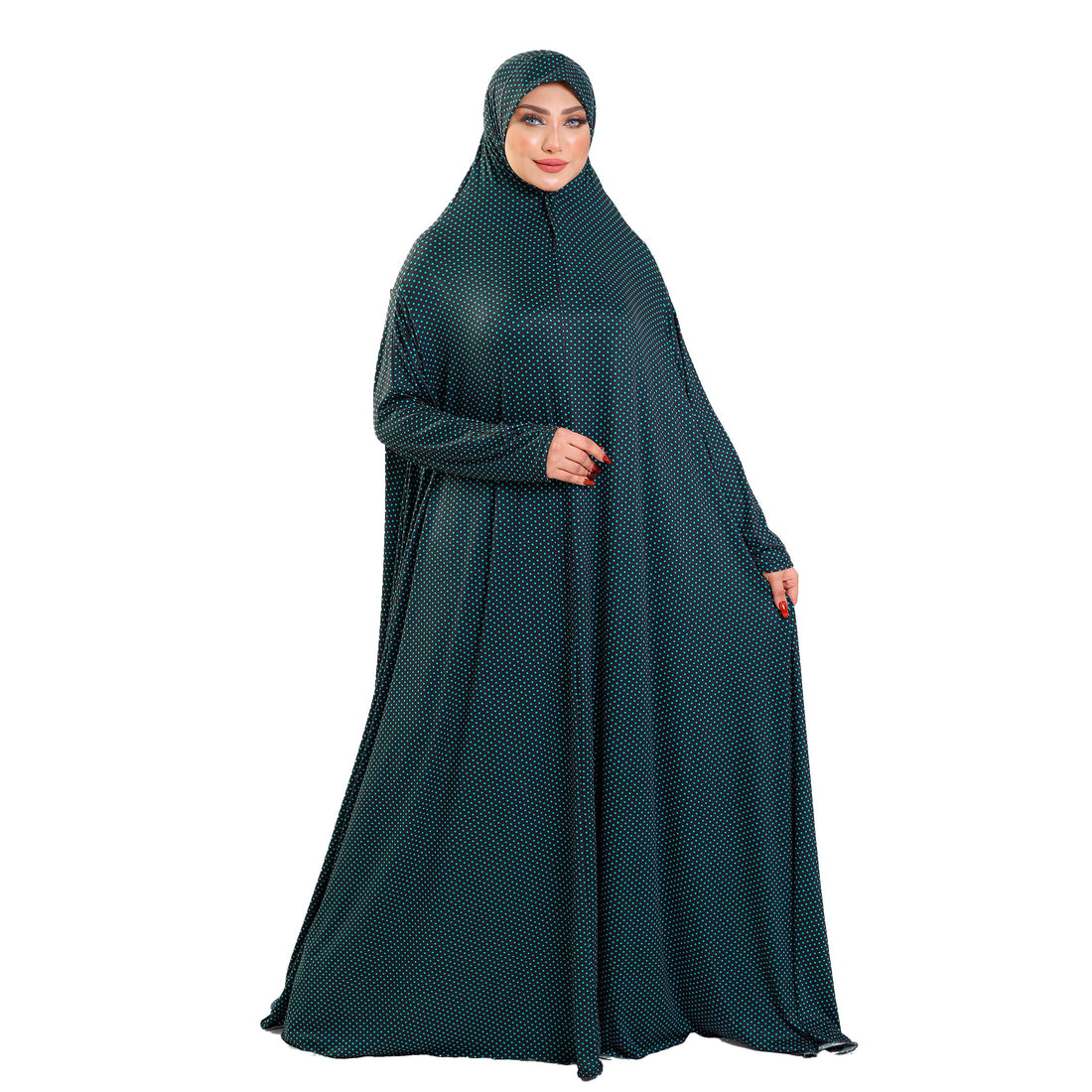 Polka Dot Plaid One Piece Cotton Feel Comfortable Hijab Wrap - High Quality Islamic Prayer Drop - Loose Fit 5004