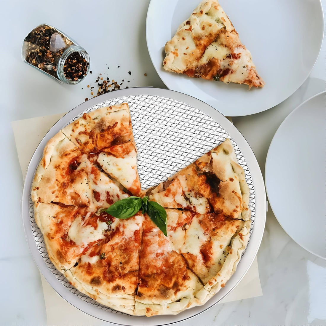 Baking Tray - Aluminum Round Pizza Mesh for Baking and Serving Bakery - Designed for Home and Restaurant Use with Efficient Ventilation for Crispy Results (1 Piece Size 35)