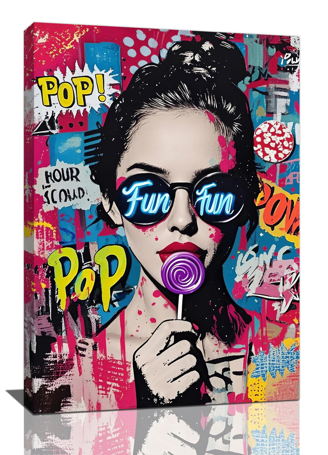Fashion Women Wall Art Glam Modern Artwork for Girls Banksy Street Graffiti Pop Art Canvas Pictures Painting Print Framed Decorations Gifts for Bedroom Living Room Office 16"x24"