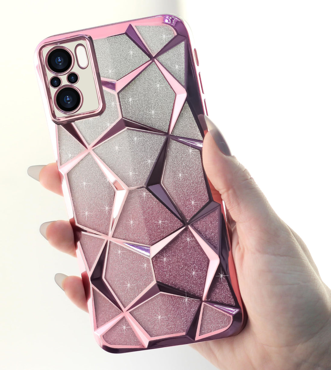 Dl3 Mobilak Compatible with Xiaomi Redmi Note 10 4G Case Plating Bling Gradient Glitter Clear Cover Soft TPU Silicone Cute Camera Protection Shockproof Back for Women Girls Case (Pink)