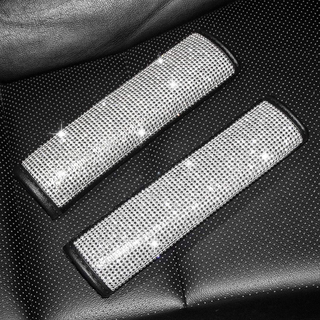 2Pcs Crystal Diamond Car Seat Belt Cover Shoulder Pads, Bling Sparkly Auto Decoration Accessories for Women or Girls