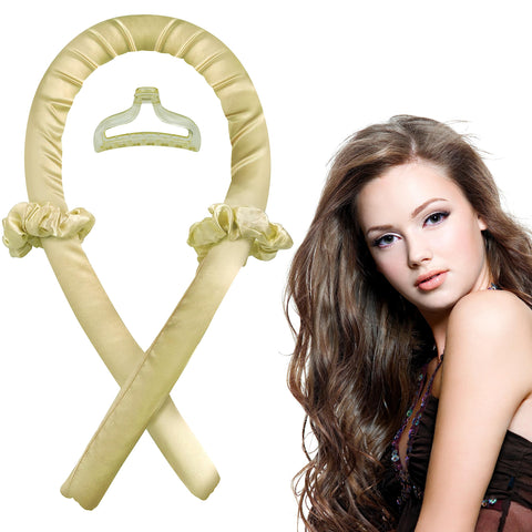 Heatless curling iron，Heatless curling iron headband，Overnight curling headband，Heatless curling iron headband for long hair Design and create your own hairstyle anytime, anywhere (Beige)
