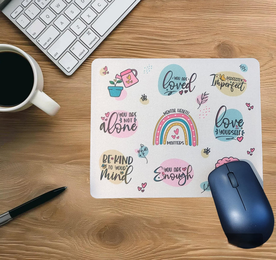 Atractive Mouse Pad with Bright Colors, Soft and Flexible, Waterproof, Edges Non-Slip Mousepad for Computer, Office, Keyboard, Laptop, High Quality, 22x18cm (motivational)