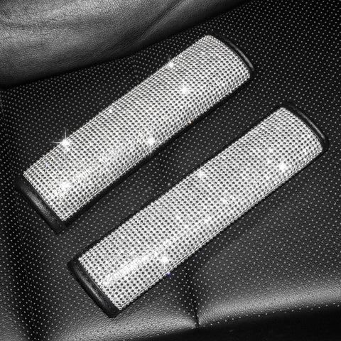2 Packs Bling Seat Belt Shoulder Pads, Crystal Car Seatbelt Covers Diamond Car Decor Accessories for Women,Lady,Men (2X Seat Belt Cover)